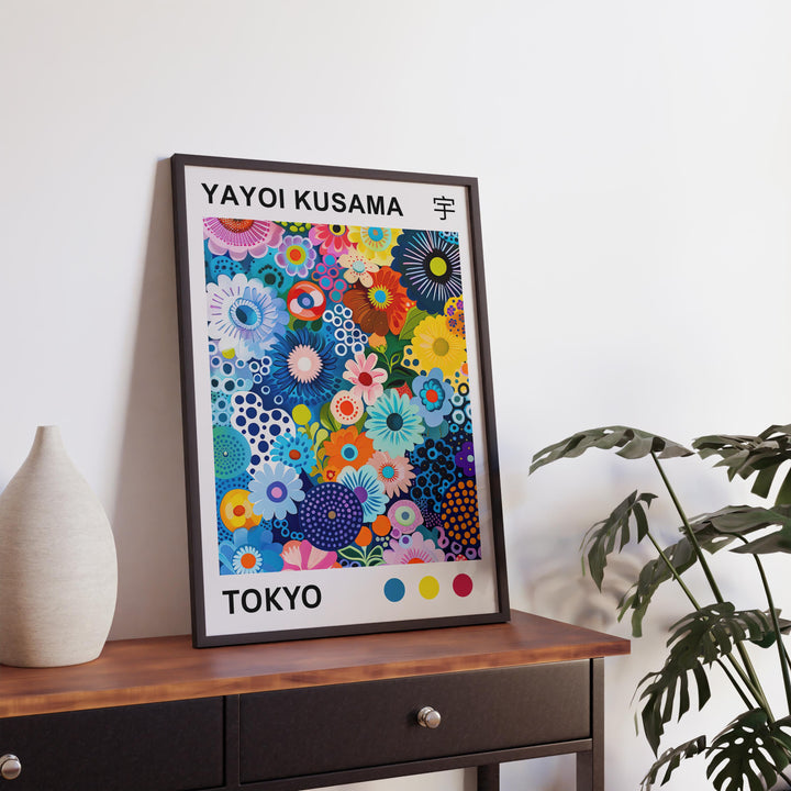 Yayoi Kusama Colorful Flowers Poster Modern Pop Art Print Japanese Abstract Floral Design Polka Dot Artwork for Contemporary Home Decor