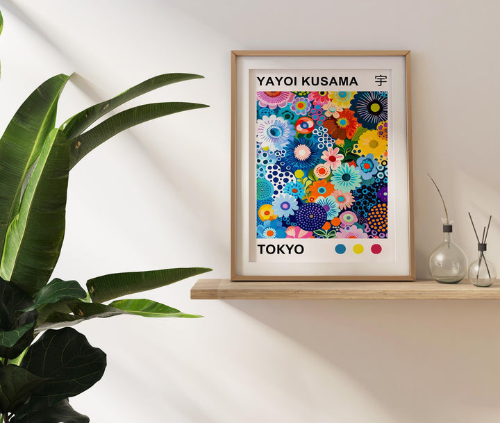 Yayoi Kusama Colorful Flowers Poster Modern Pop Art Print Japanese Abstract Floral Design Polka Dot Artwork for Contemporary Home Decor