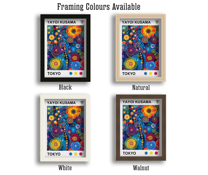 Yayoi Kusama Colorful Flowers Poster Modern Pop Art Print Japanese Abstract Floral Design Polka Dot Artwork for Contemporary Home Decor