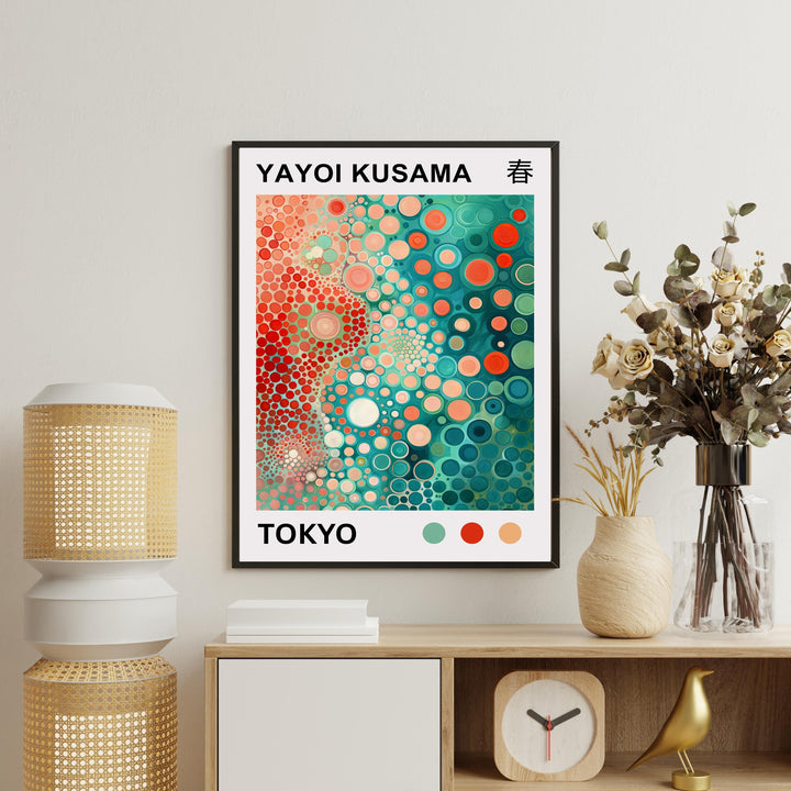 Yayoi Kusama Polka Garden Poster Modern Pop Art Print Japanese Abstract Floral Design Colorful Botanical Artwork for Contemporary Decor
