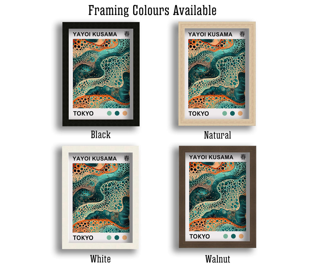 Yayoi Kusama Sea Waves Poster Modern Pop Art Print Japanese Abstract Ocean Design Polka Dot Marine Artwork for Contemporary Home Decor