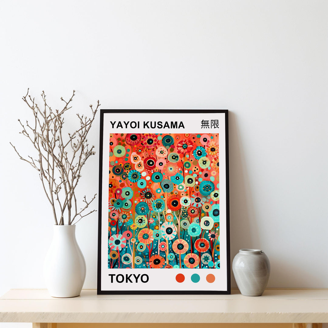 Yayoi Kusama Flower Petals Poster Modern Pop Art Print Japanese Abstract Floral Design Polka Dot Botanical Artwork for Contemporary Decor