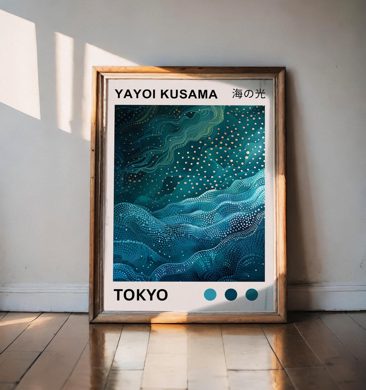 Yayoi Kusama Sea Waves Poster Modern Pop Art Print Japanese Abstract Ocean Design Polka Dot Marine Artwork for Contemporary Home Decor