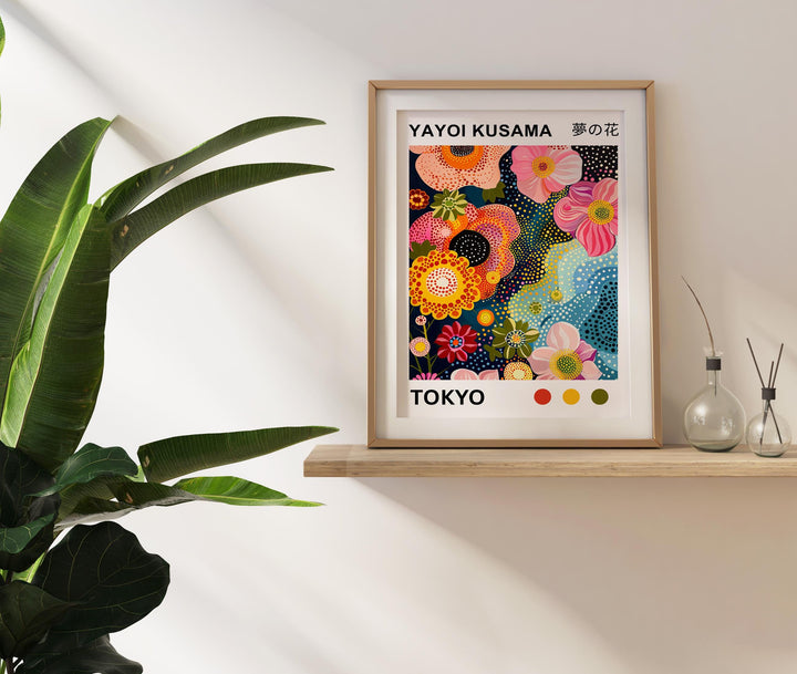 Yayoi Kusama Flower Coral Poster Modern Pop Art Print Japanese Abstract Ocean Floral Design Polka Dot Artwork for Contemporary Home Decor
