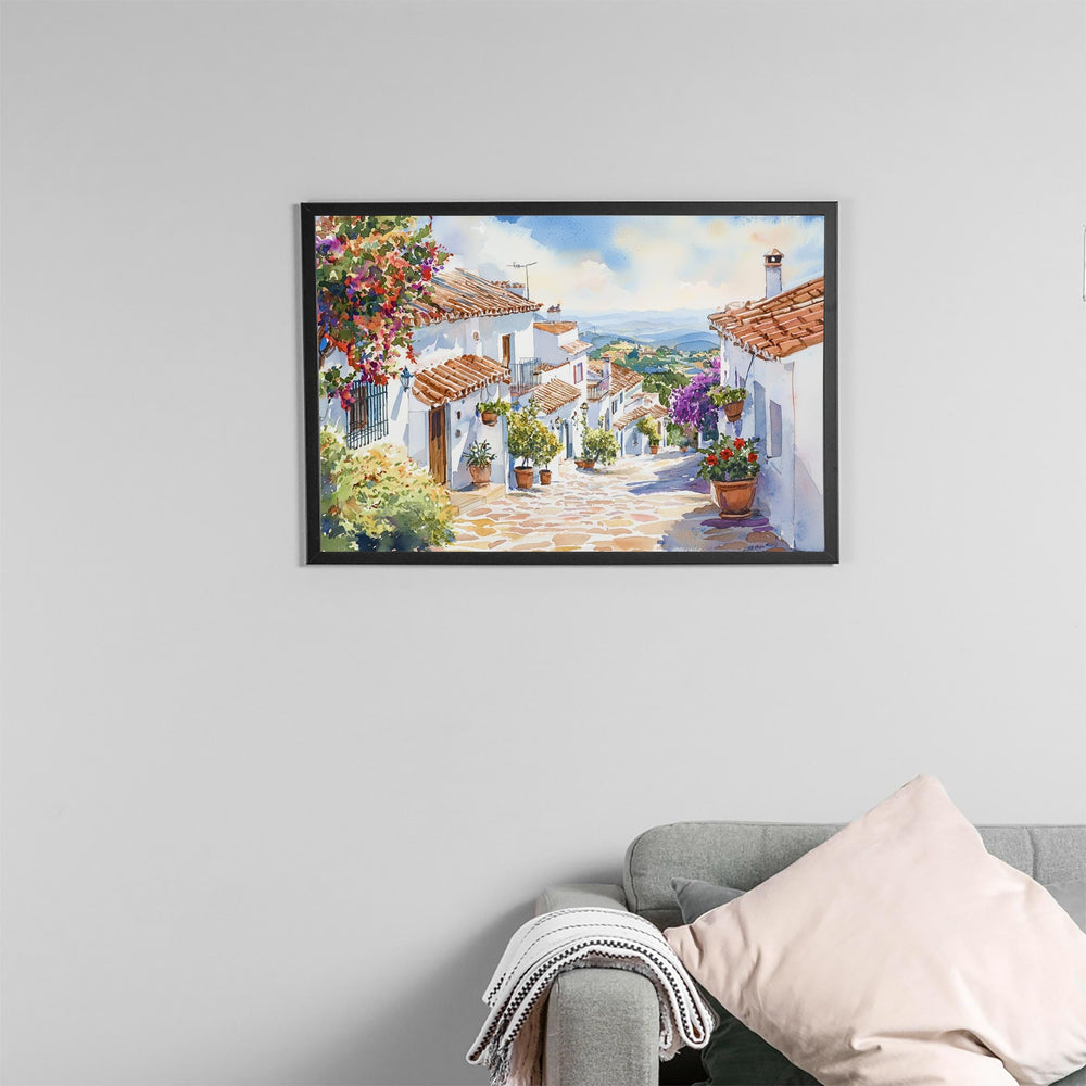 Mijas watercolor poster Wall Art Mijas Wall Hanging Home Décor Mijas Gift Art Lovers Spain Wall Art