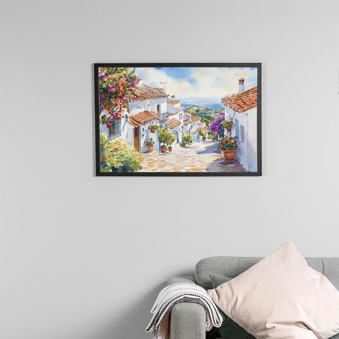 Mijas watercolor poster Wall Art Mijas Wall Hanging Home Décor Mijas Gift Art Lovers Spain Wall Art