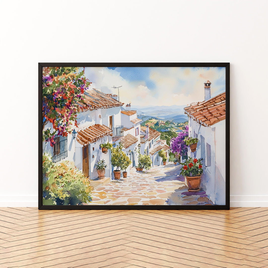 Mijas watercolor poster Wall Art Mijas Wall Hanging Home Décor Mijas Gift Art Lovers Spain Wall Art