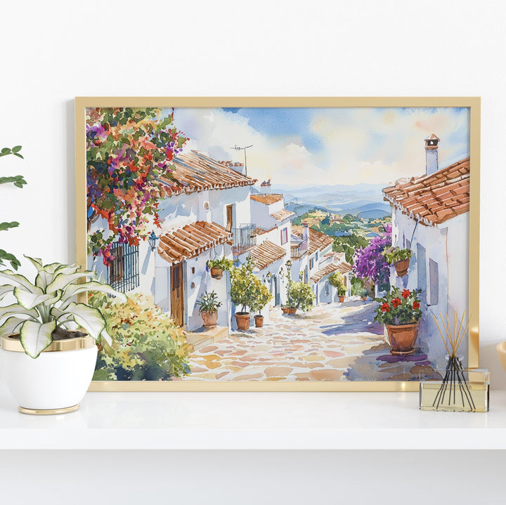 Mijas watercolor poster Wall Art Mijas Wall Hanging Home Décor Mijas Gift Art Lovers Spain Wall Art
