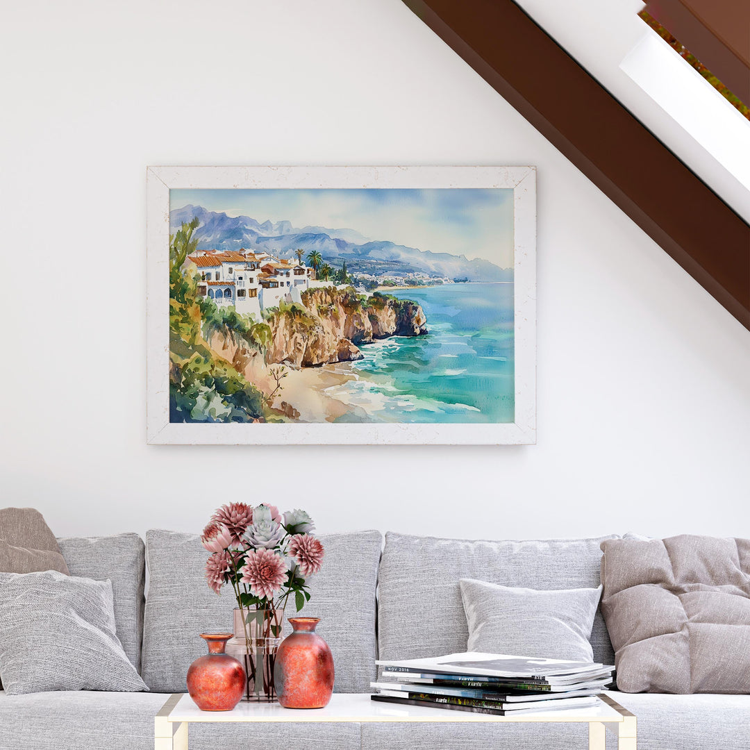 Nerja watercolor poster Wall Art Nerja Wall Hanging Home Décor Nerja Gift Art Lovers Spain Wall Art
