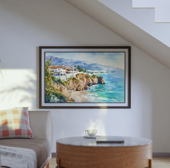 Nerja watercolor poster Wall Art Nerja Wall Hanging Home Décor Nerja Gift Art Lovers Spain Wall Art