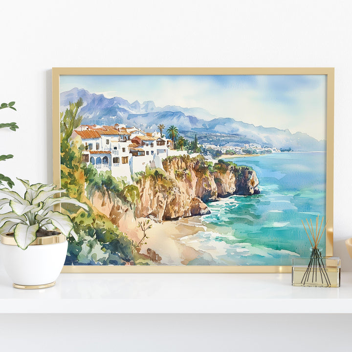Nerja watercolor poster Wall Art Nerja Wall Hanging Home Décor Nerja Gift Art Lovers Spain Wall Art