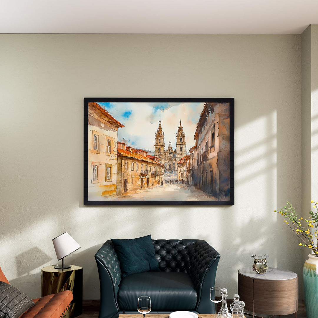 Santiago de Compostela watercolor poster Wall Art Santiago de Compostela Wall Hanging Home Décor Santiago de Compostela Gift Art Lovers
