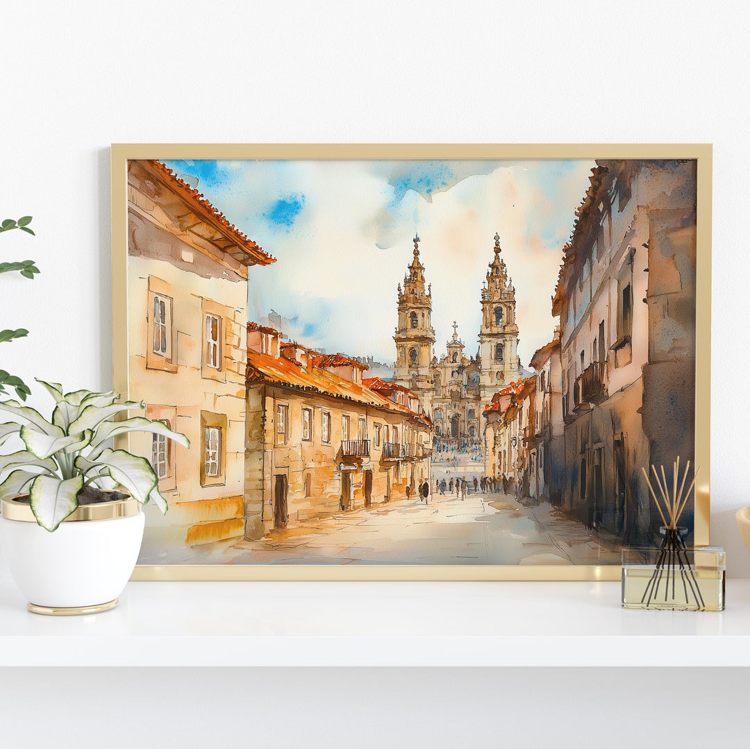 Santiago de Compostela watercolor poster Wall Art Santiago de Compostela Wall Hanging Home Décor Santiago de Compostela Gift Art Lovers