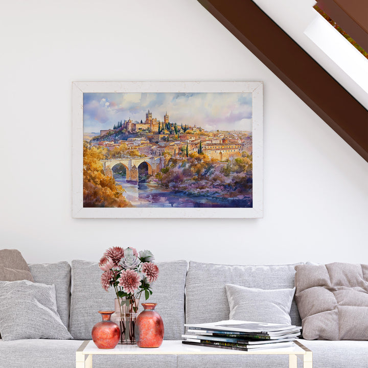 Toledo watercolor poster Wall Art Toledo Wall Hanging Home Décor Toledo Gift Art Lovers Spain Wall Art