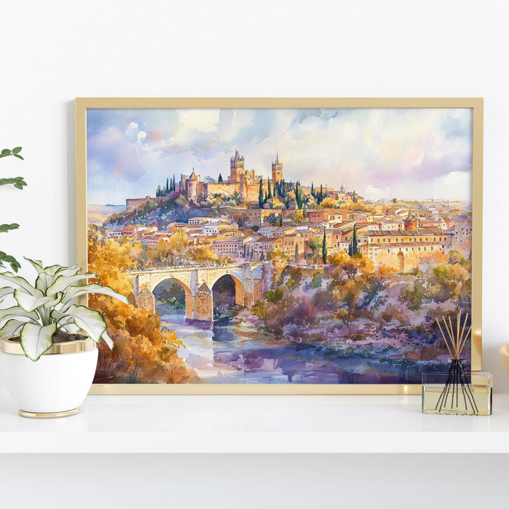 Toledo watercolor poster Wall Art Toledo Wall Hanging Home Décor Toledo Gift Art Lovers Spain Wall Art