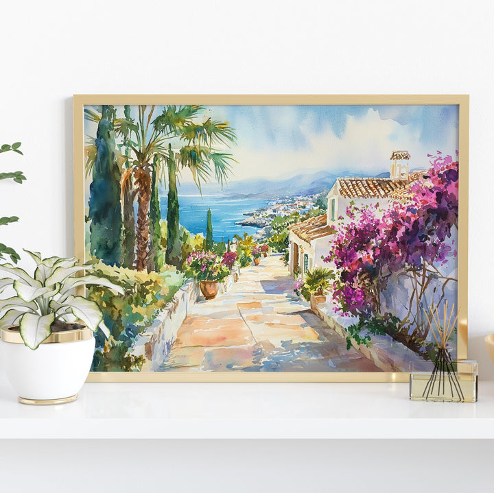 Costa del Sol watercolor poster Wall Art Costa del Sol Wall Hanging Home Décor Costa del Sol Gift Art Lovers Spain Wall Art