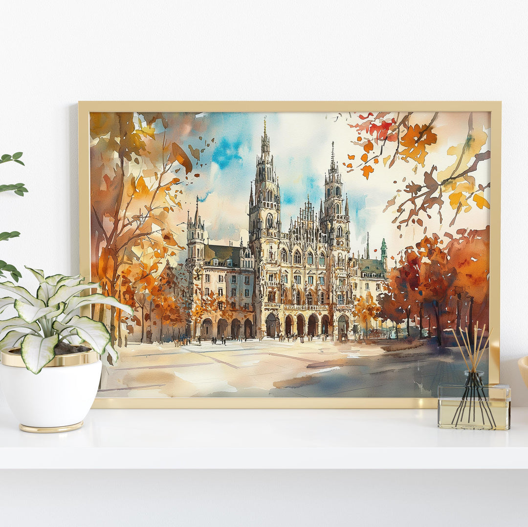 Munich watercolor poster Wall Art Munich Wall Hanging Home Décor Munich Gift Art Lovers Germany Wall Art