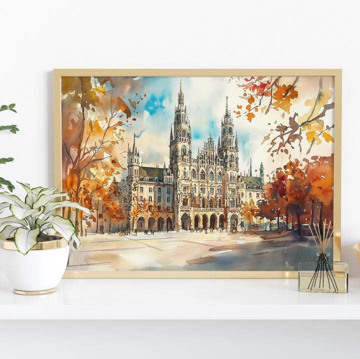 Munich watercolor poster Wall Art Munich Wall Hanging Home Décor Munich Gift Art Lovers Germany Wall Art