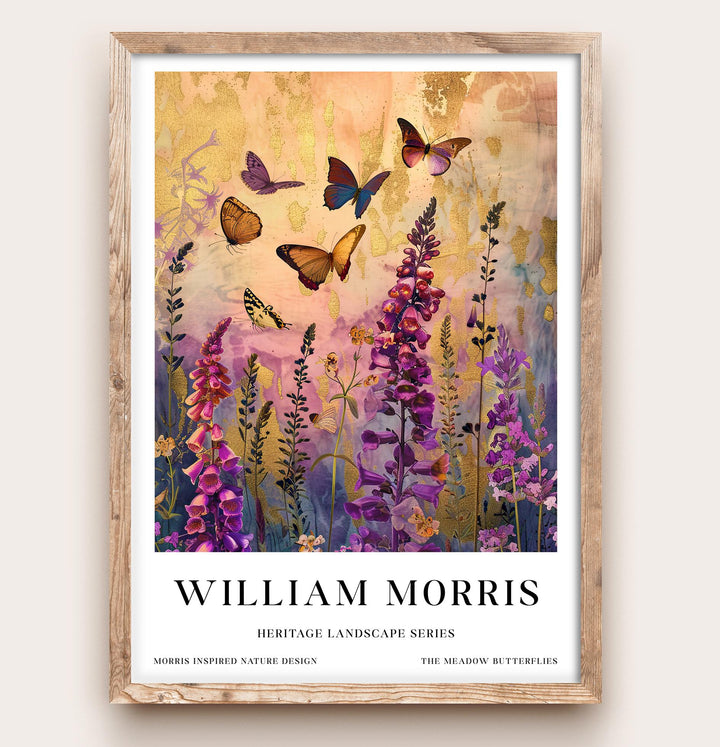 William Morris Meadow Butterflies Poster Vintage Botanical Wall Art Classic Nature Print Elegant Floral Decor Timeless Artwork for Home