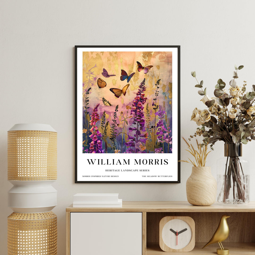 William Morris Meadow Butterflies Poster Vintage Botanical Wall Art Classic Nature Print Elegant Floral Decor Timeless Artwork for Home