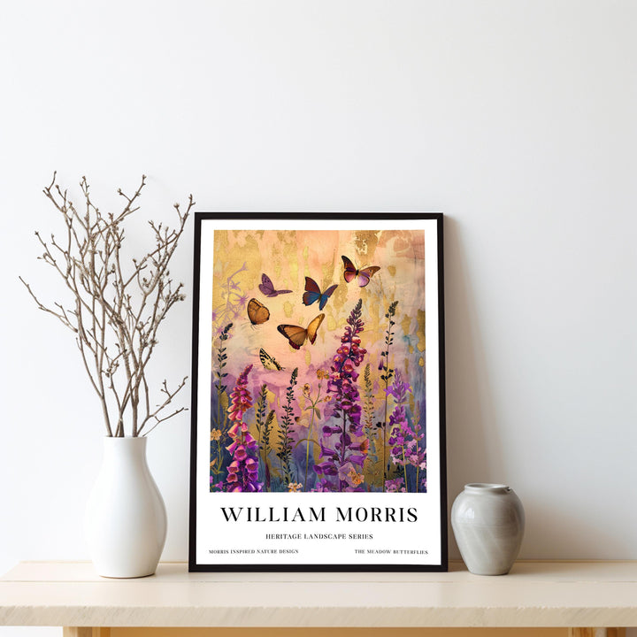 William Morris Meadow Butterflies Poster Vintage Botanical Wall Art Classic Nature Print Elegant Floral Decor Timeless Artwork for Home