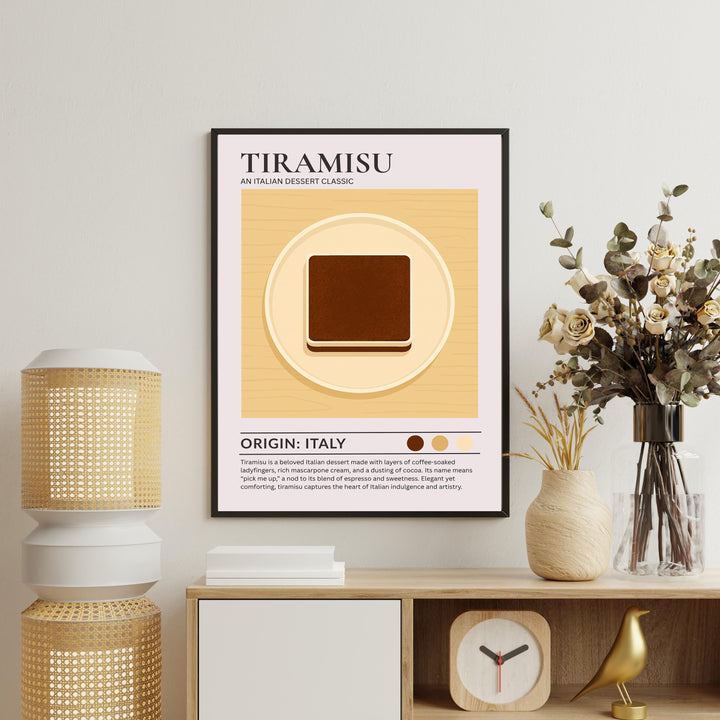 Tiramisu Kitchen Print Italian Dessert Poster Vintage Food Art Kitchen Wall Art Coffee Dessert Decor Dining Room Culinary Artwork