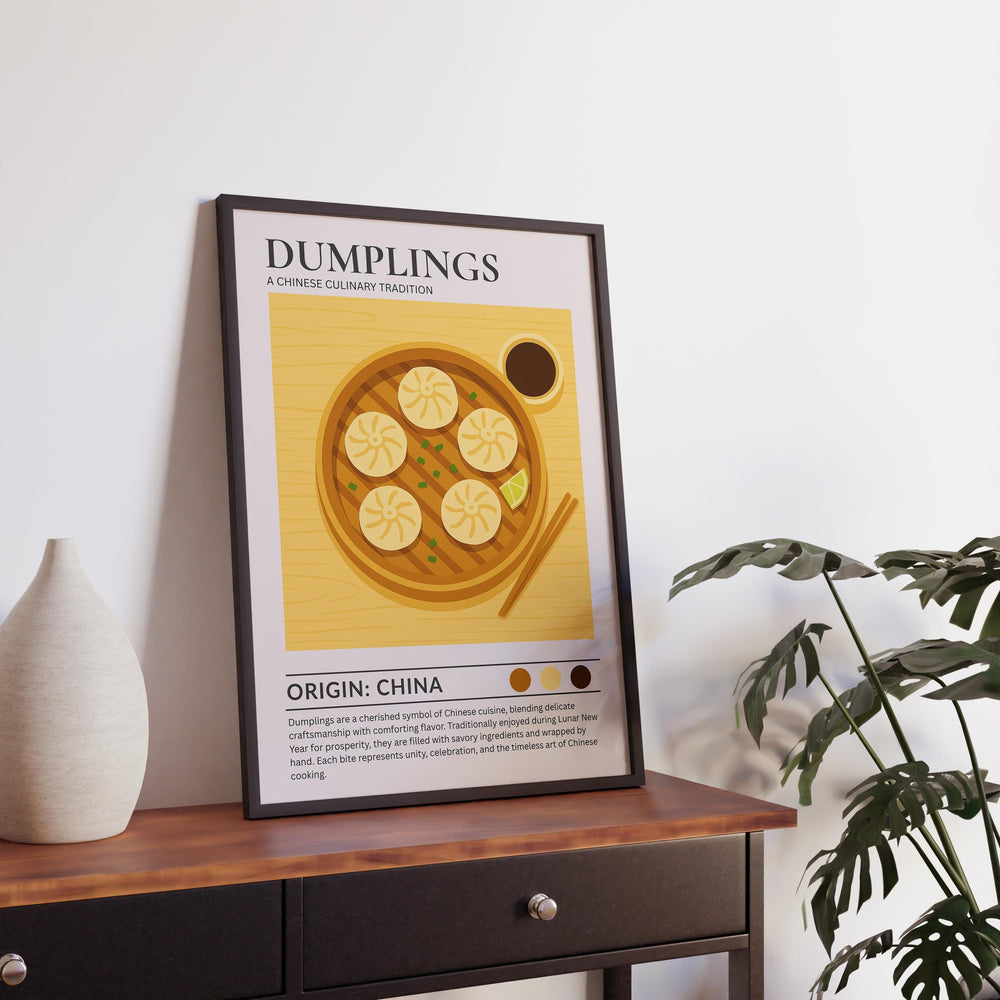 Dumplings Kitchen Print Asian Food Poster Vintage Culinary Art Kitchen Wall Art Chinese Cuisine Decor Dining Room Chef Artwork