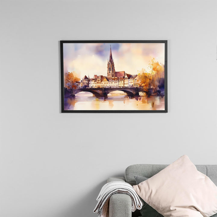Stuttgart watercolor poster Wall Art Stuttgart Wall Hanging Home Décor Stuttgart Gift Art Lovers Germany Wall Art