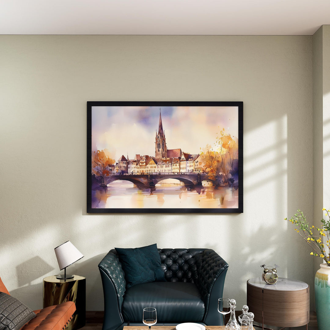 Stuttgart watercolor poster Wall Art Stuttgart Wall Hanging Home Décor Stuttgart Gift Art Lovers Germany Wall Art
