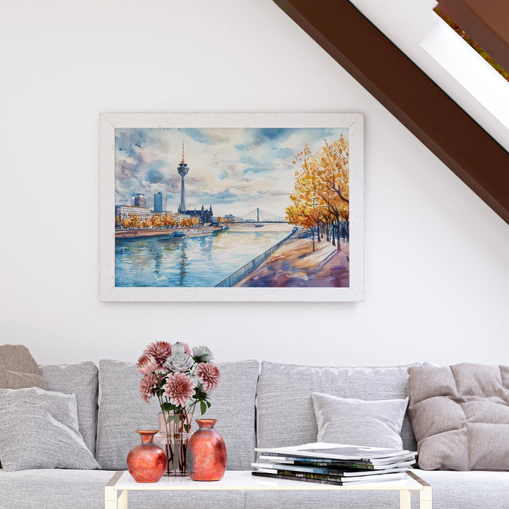 Dusseldorf watercolor poster Wall Art Dusseldorf Wall Hanging Home Décor Dusseldorf Gift Art Lovers Germany Wall Art