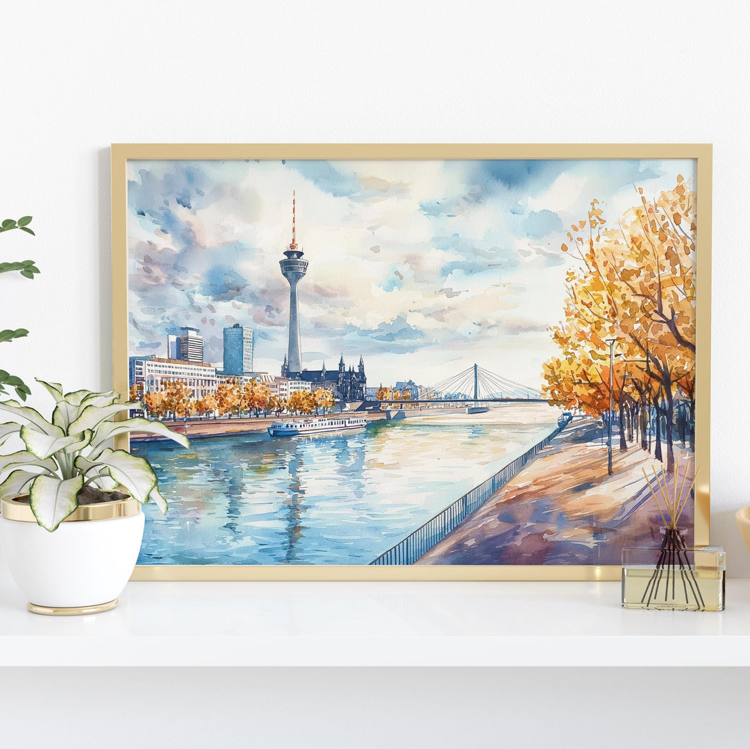 Dusseldorf watercolor poster Wall Art Dusseldorf Wall Hanging Home Décor Dusseldorf Gift Art Lovers Germany Wall Art