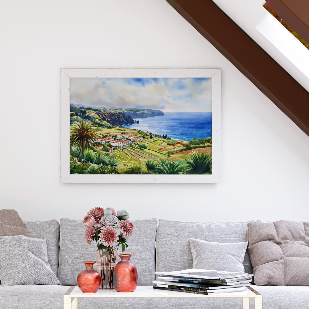 Azores watercolor poster Wall Art Azores Wall Hanging Home Décor Azores Gift Art Lovers Portugal Wall Art
