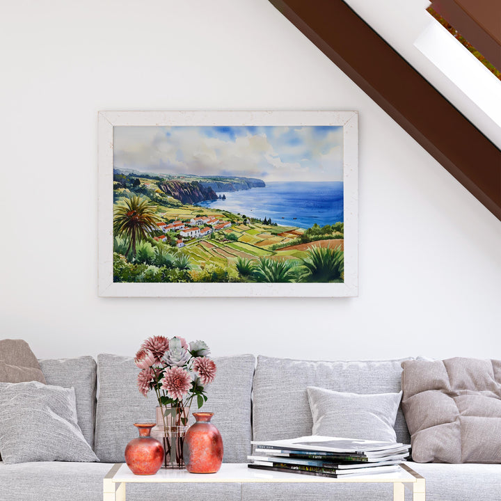 Azores watercolor poster Wall Art Azores Wall Hanging Home Décor Azores Gift Art Lovers Portugal Wall Art