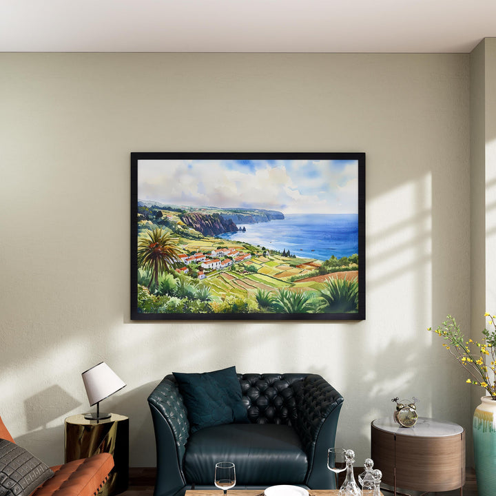 Azores watercolor poster Wall Art Azores Wall Hanging Home Décor Azores Gift Art Lovers Portugal Wall Art