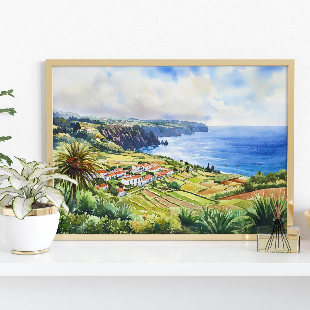 Azores watercolor poster Wall Art Azores Wall Hanging Home Décor Azores Gift Art Lovers Portugal Wall Art