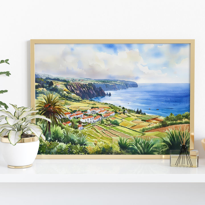 Azores watercolor poster Wall Art Azores Wall Hanging Home Décor Azores Gift Art Lovers Portugal Wall Art