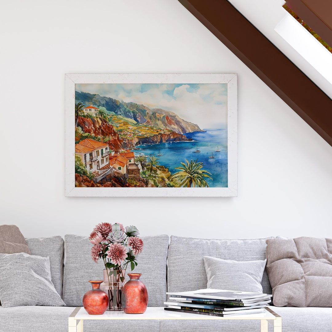 Madeira watercolor poster Wall Art Madeira Wall Hanging Home Décor Madeira Gift Art Lovers Portugal Wall Art