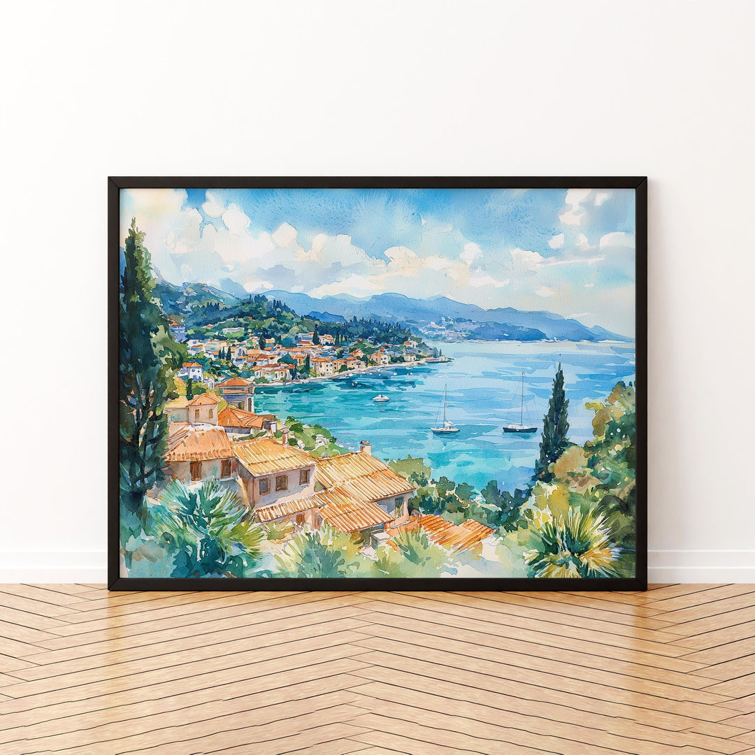 Corfu watercolor poster Wall Art Corfu Wall Hanging Home Décor Corfu Gift Art Lovers Greece Wall Art