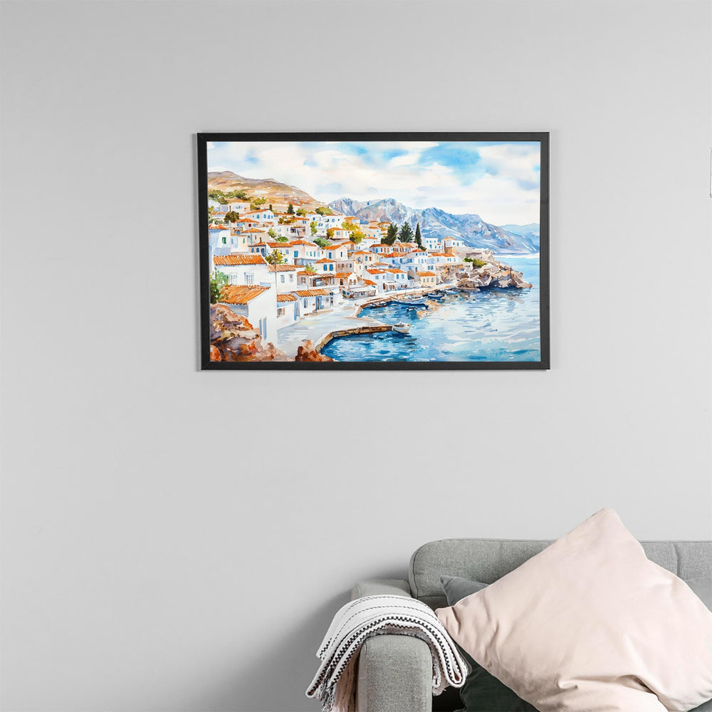 Hydra watercolor poster Wall Art Hydra Wall Hanging Home Décor Hydra Gift Art Lovers Greece Wall Art