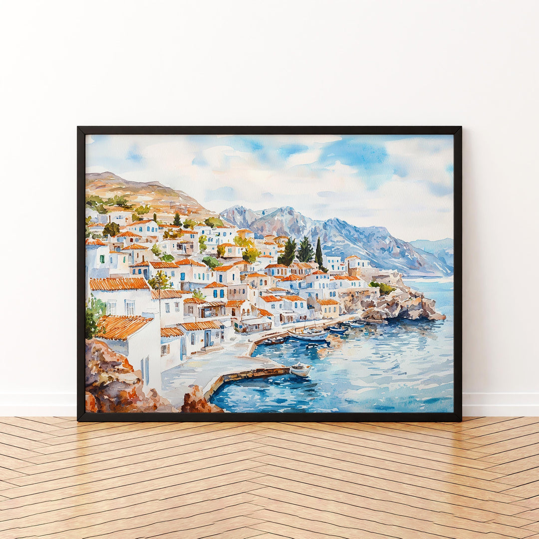 Hydra watercolor poster Wall Art Hydra Wall Hanging Home Décor Hydra Gift Art Lovers Greece Wall Art