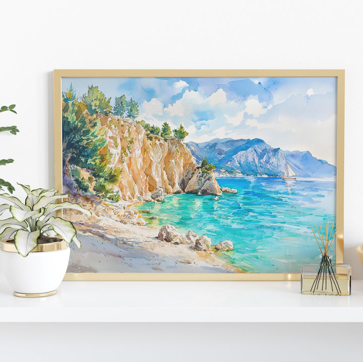 Lefkada watercolor poster Wall Art Lefkada Wall Hanging Home Décor Lefkada Gift Art Lovers Greece Wall Art
