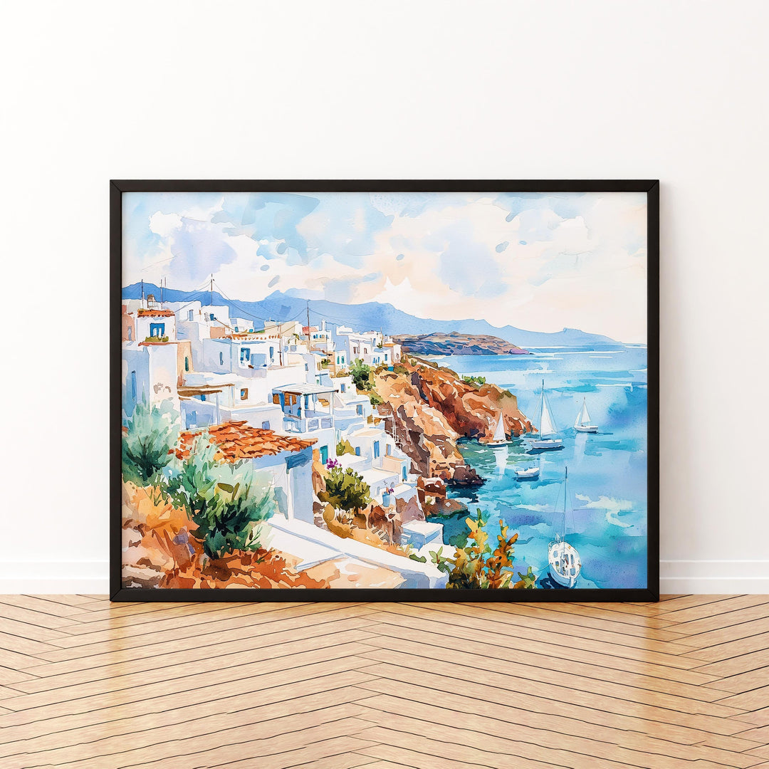 Milos watercolor poster Wall Art Milos Wall Hanging Home Décor Milos Gift Art Lovers Greece Wall Art