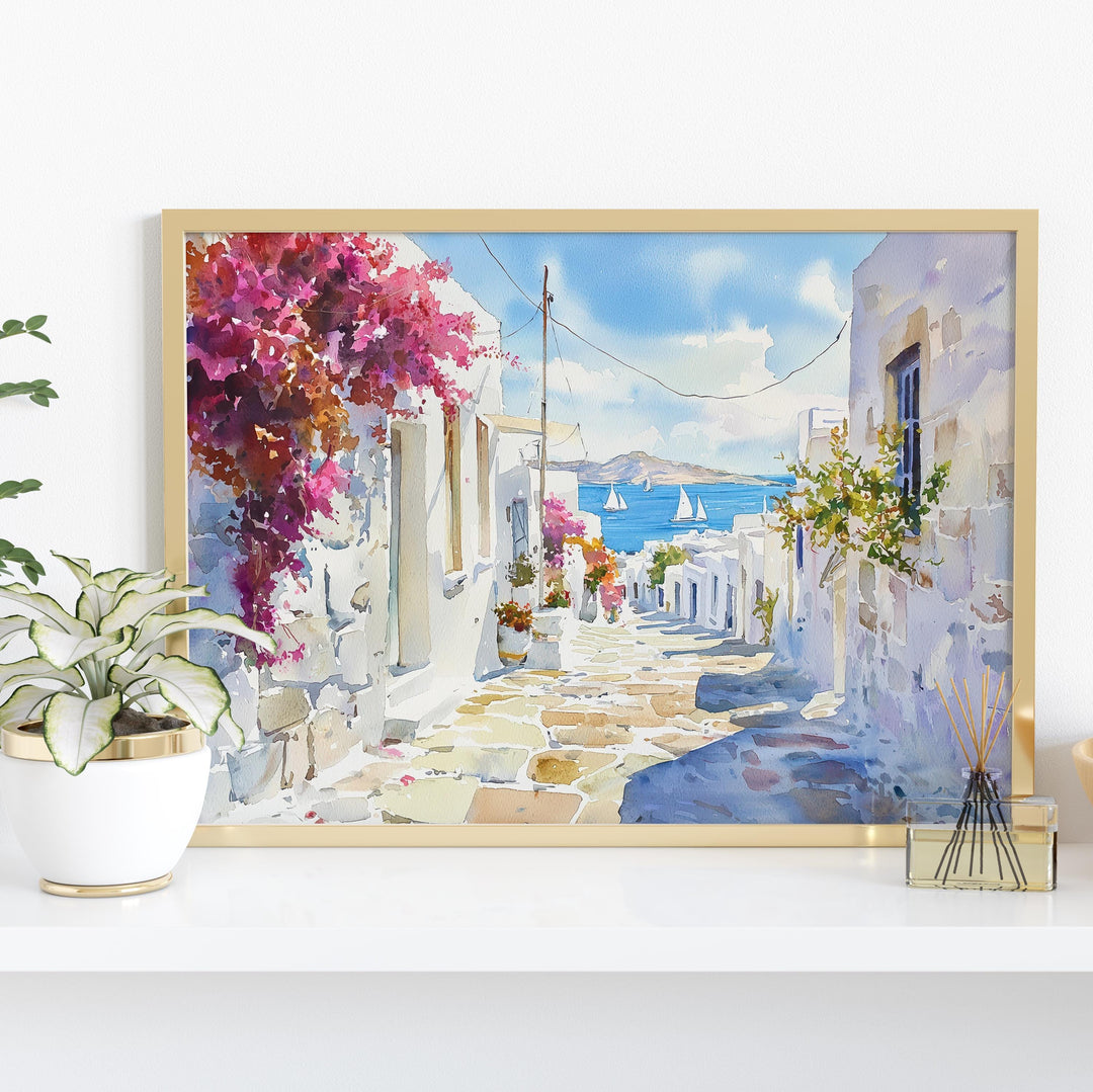 Paros watercolor poster Wall Art Paros Wall Hanging Home Décor Paros Gift Art Lovers Greece Wall Art