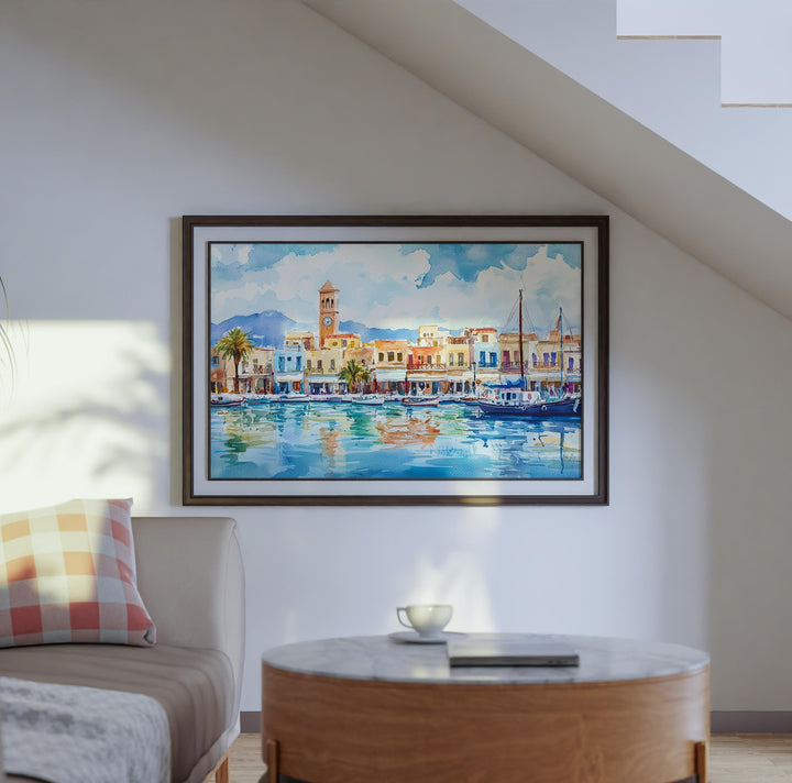 Rethymno watercolor poster Wall Art Rethymno Wall Hanging Home Décor Rethymno Gift Art Lovers Greece Wall Art