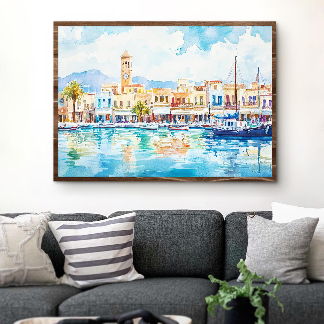 Rethymno watercolor poster Wall Art Rethymno Wall Hanging Home Décor Rethymno Gift Art Lovers Greece Wall Art