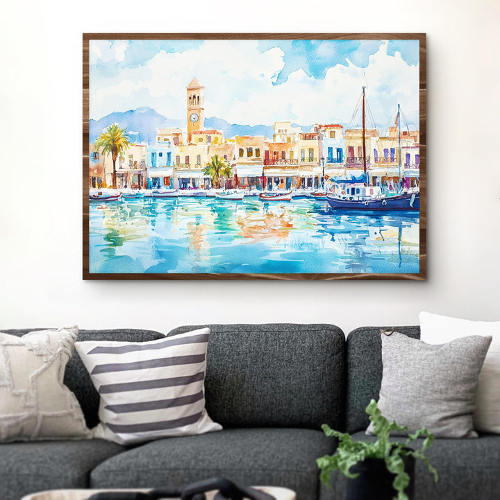 Rethymno watercolor poster Wall Art Rethymno Wall Hanging Home Décor Rethymno Gift Art Lovers Greece Wall Art
