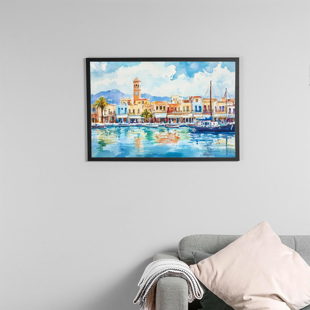 Rethymno watercolor poster Wall Art Rethymno Wall Hanging Home Décor Rethymno Gift Art Lovers Greece Wall Art
