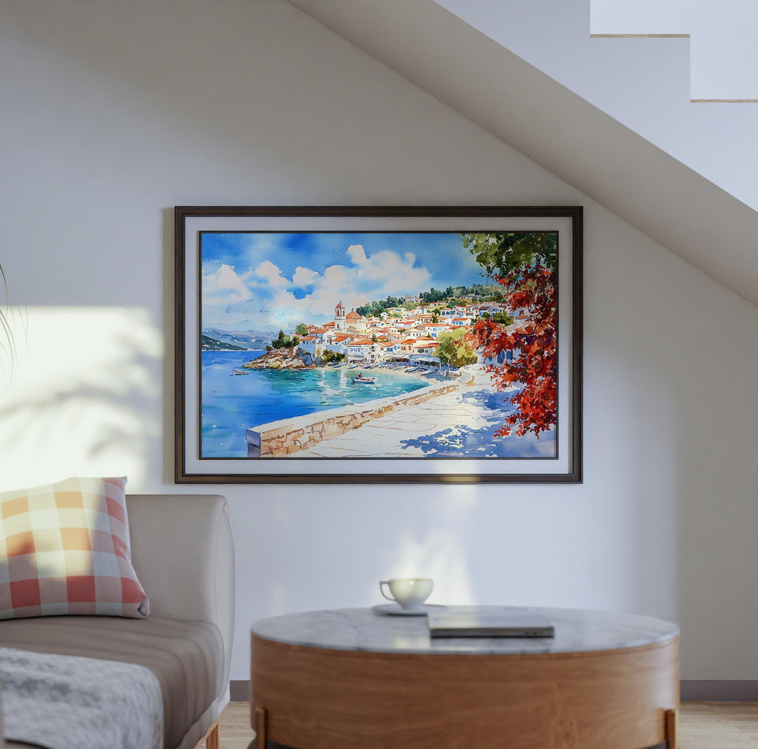 Skiathos watercolor poster Wall Art Skiathos Wall Hanging Home Décor Skiathos Gift Art Lovers Greece Wall Art