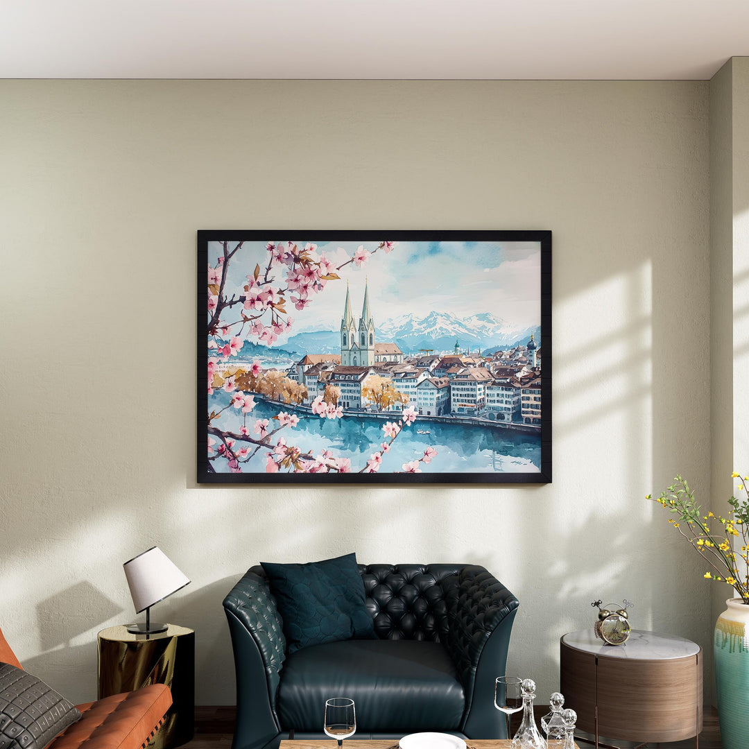 Zurich watercolor poster Wall Art Zurich Wall Hanging Home Décor Zurich Gift Art Lovers Switzerland Wall Art