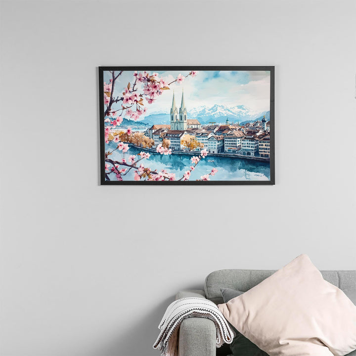 Zurich watercolor poster Wall Art Zurich Wall Hanging Home Décor Zurich Gift Art Lovers Switzerland Wall Art